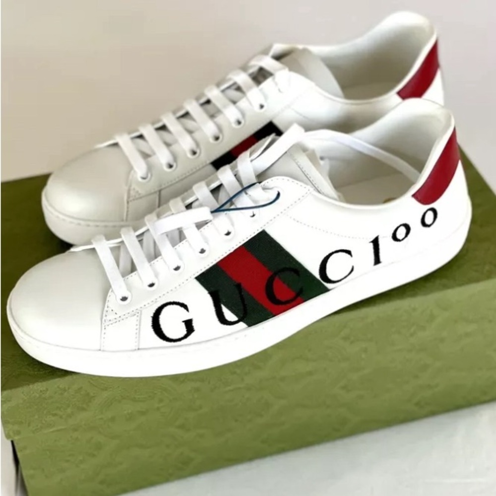 Preowned Gucci 100th anniversary limited edition ace sneakers size 8.5 US/8.0 UK - Picture 5 of 5